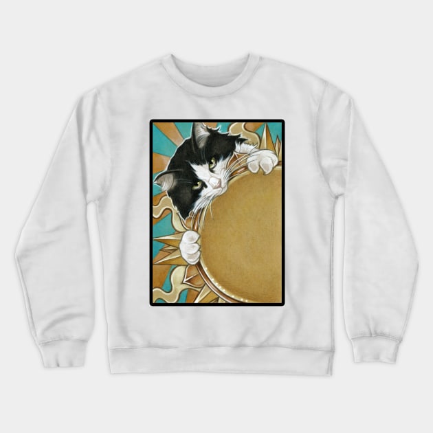 Cats Love The Sunshine - Black Outlined Version Crewneck Sweatshirt by Nat Ewert Art